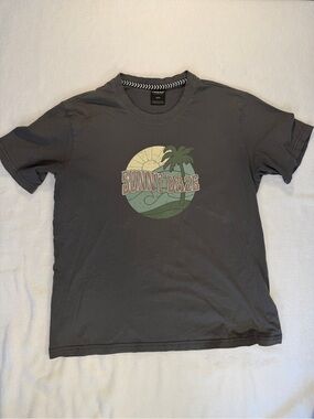 TanWest Sunny Daze Graphic Tee Women’s Medium Washed Charcoal Beach T Shirt